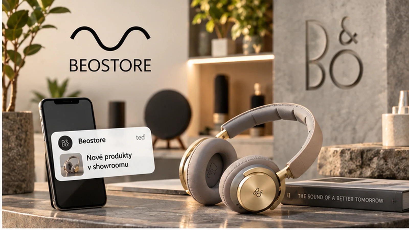 Premium slúchadlá v showroome B&O BEOSTORE a webové notifikácie